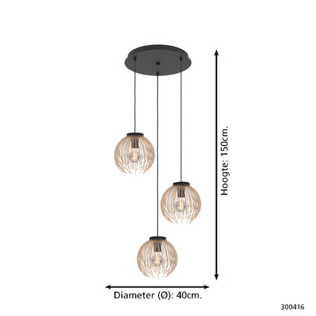Stars of Light Modern Scandinavische hanglamp Alhabia 3-lichts getrapt zand