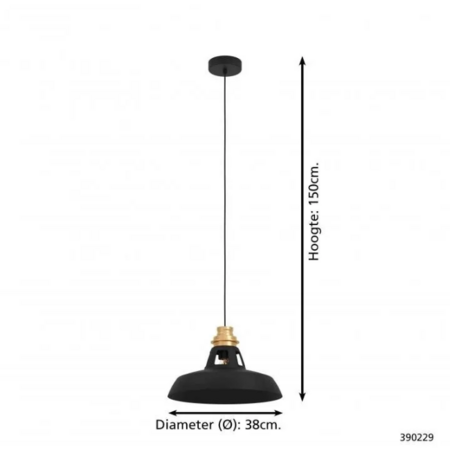 Stars of Light Industriële hanglamp Espinardo 1-lichts zwart