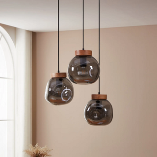 Hanglamp Magacela 3-lichts getrapt smoke