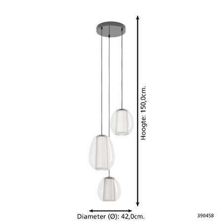 Stars of Light Modern minimalistische hanglamp Menorca 3-lichts getrapt wit