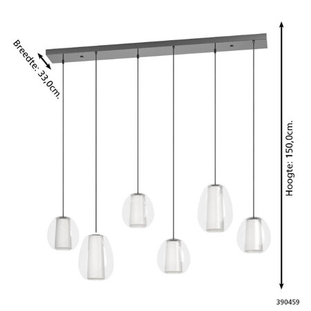 Stars of Light Moderne minimalistische hanglamp Menorca 6-lichts wit glas