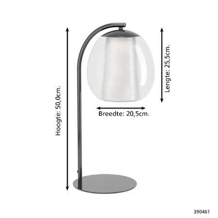 Stars of Light Moderne tafellamp Menorca 1-lichts wit glas nikkel-nero