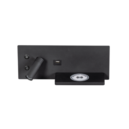 ETH Moderne wandlamp Nighty links 2-lichts met draadloos en USB-oplaadpunt