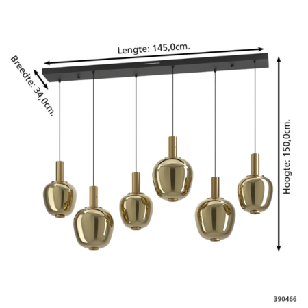 Stars of Light Moderne hotel chique hanglamp Fruitera 6-lichts messing