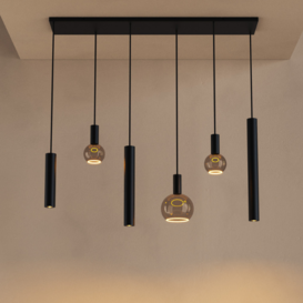 Hanglamp Riva 6-lichts 120 cm zwart