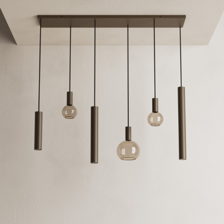 Ztahl Moderne hanglamp Riva 6-lichts 120 cm platinum