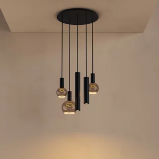 Hanglamp Riva 5-lichts Ø50 cm zwart