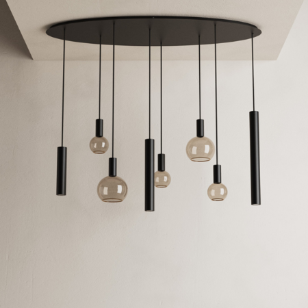 Ztahl Modern industrieel hanglamp Riva 8-lichts Ovaal zwart