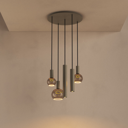 Ztahl Moderne Design hanglamp Riva 5-lichts Ø50 cm getrapt quartz