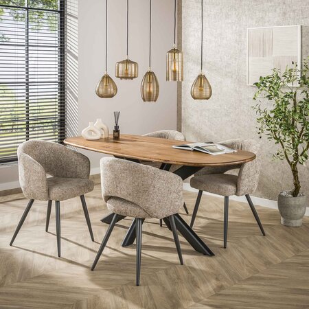 BelaLuz Klassieke hotel chique hanglamp Warp 5-lichts amber
