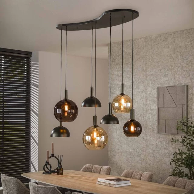 Hanglamp Cluster 7-lichts Sienna brown