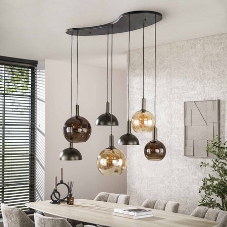 BelaLuz Modern industriële hanglamp Cluster 7-lichts Sienna brown