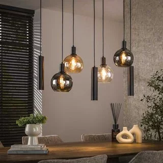 Hanglamp Poly 7-lichts charcoal met kokers