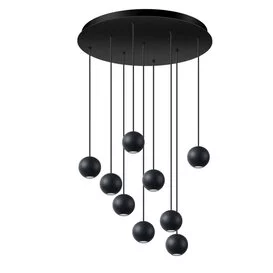 Hanglamp Grace 9-lichts getrapt zwart