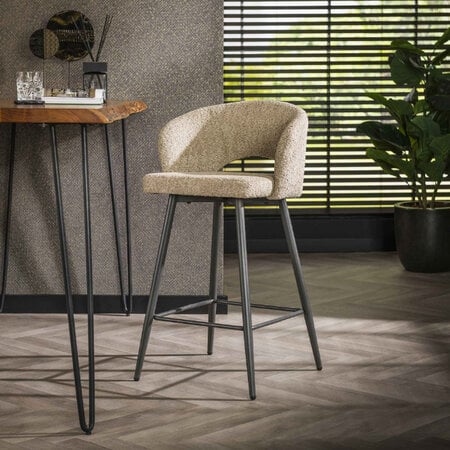 BelaLuz Moderne barstoel Cloud bouclé zand