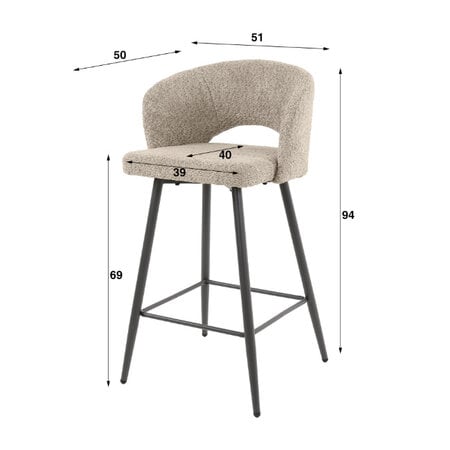 BelaLuz Moderne barstoel Cloud bouclé zand