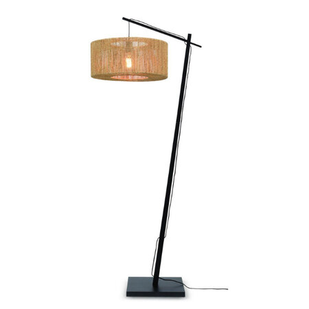 GOOD & MOJO Modern Bohemian booglamp Iguazu 1-lichts zwart frame met juten kap