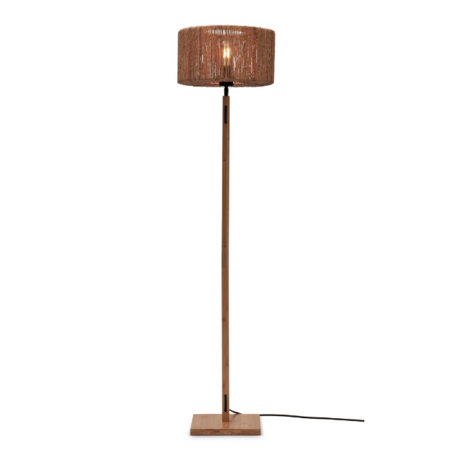 GOOD & MOJO Landelijke Ibiza stijl vloerlamp Iguazu 1-lichts naturel met juten kap
