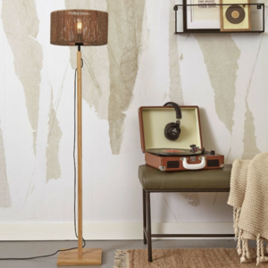 GOOD & MOJO Landelijke Ibiza stijl vloerlamp Iguazu 1-lichts naturel met juten kap