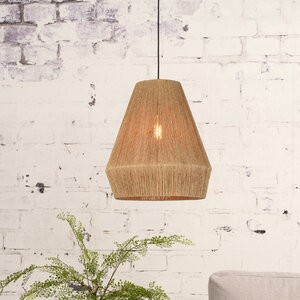 GOOD & MOJO Landelijke Ibiza stijl hanglamp Iguazu 1-lichts jute naturel Ø40 cm taps