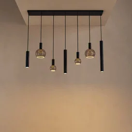 Hanglamp Riva  7-lichts 145 cm zwart