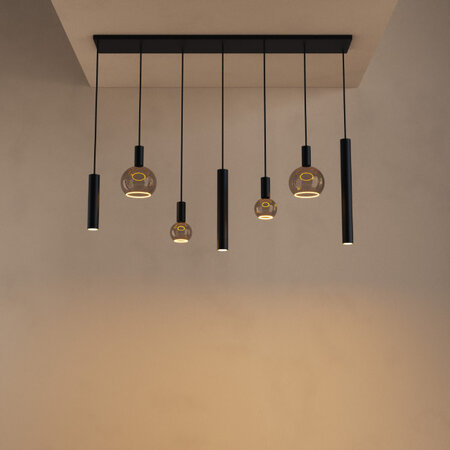 Ztahl Moderne hanglamp Riva 7-lichts zwart