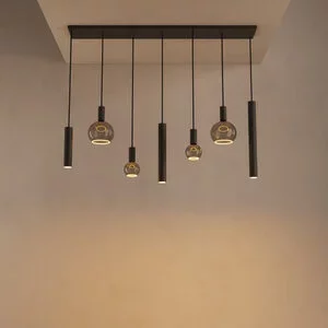 Ztahl Moderne hanglamp Riva 7-lichts 145 cm platinum