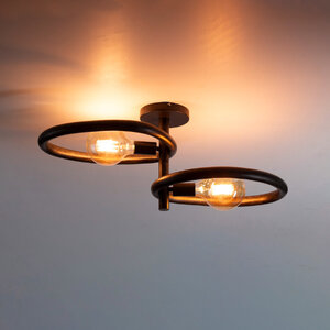 BelaLuz Industriële plafondlamp Flint 2-lichts charcoal