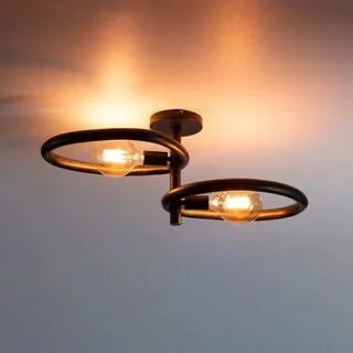 Plafondlamp Flint 2-lichts charcoal