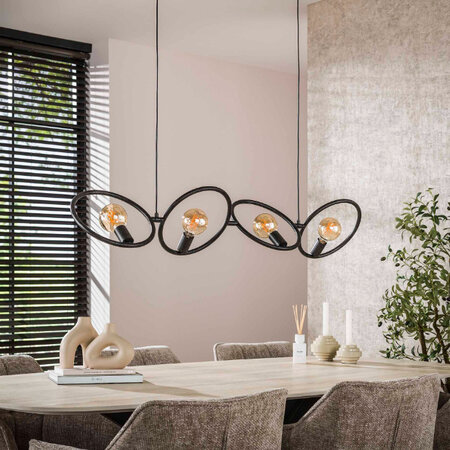 BelaLuz Modern industriële hanglamp Loop 4-lichts charcoal