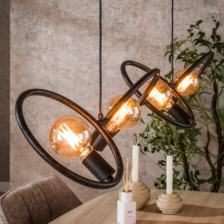 BelaLuz Modern industriële hanglamp Loop 4-lichts charcoal