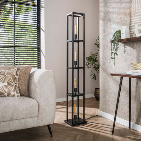 BelaLuz Modern industriële vloerlamp Brava 4-lichts charcoal