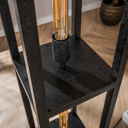 BelaLuz Modern industriële vloerlamp Brava 4-lichts charcoal