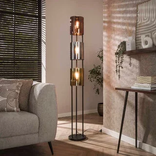 Vloerlamp Trio 3-lichts charcoal