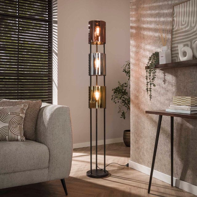 Vloerlamp Trio 3-lichts charcoal