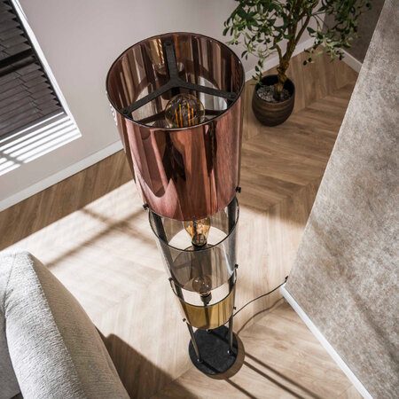BelaLuz Design vloerlamp Trio 3-lichts charcoal