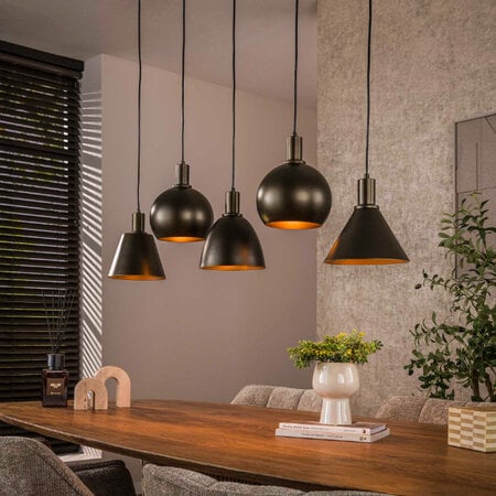 BelaLuz Modern chique hanglamp Forge 5-lichts Sienna brown