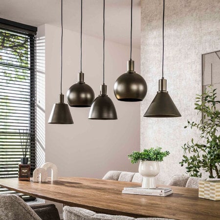 BelaLuz Modern chique hanglamp Forge 5-lichts Sienna brown