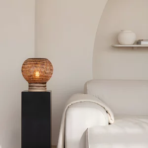 GOOD & MOJO Landelijke Ibiza stijl tafellamp Barbados 1-lichts zwart naturel