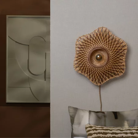 GOOD & MOJO Landelijke Ibiza stijl wandlamp Madura 1-lichts naturel bruin Ø44 cm