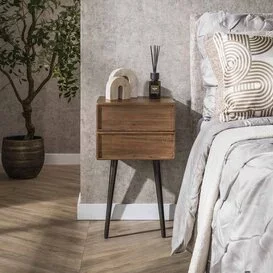 Nachtkastje Como 2 lades massief acacia bruin