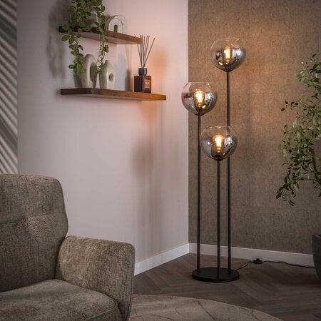 BelaLuz Moderne vloerlamp Bubble 3-lichts charcoal