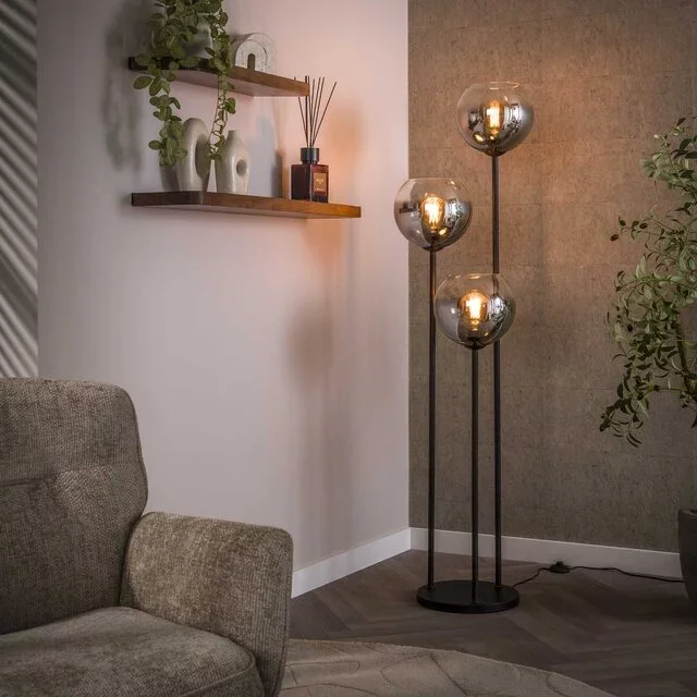 Vloerlamp Bubble 3-lichts charcoal
