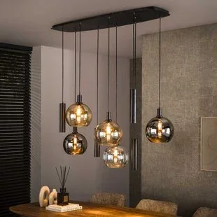 Hanglamp Poly 9-lichts charcoal Deens ovaal