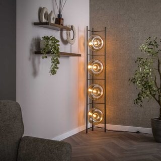 Vloerlamp Sorro 4-lichts amber glas