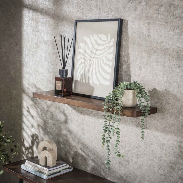 Wandplank Como massief acaciahout bruin 90 cm