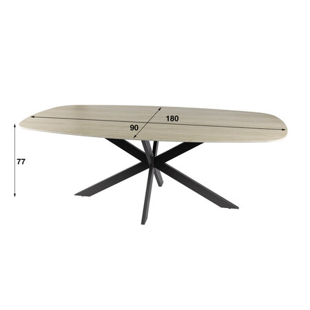 BelaLuz Modern Scandinavische eetkamertafel Romano travertin Deens ovaal 180 cm