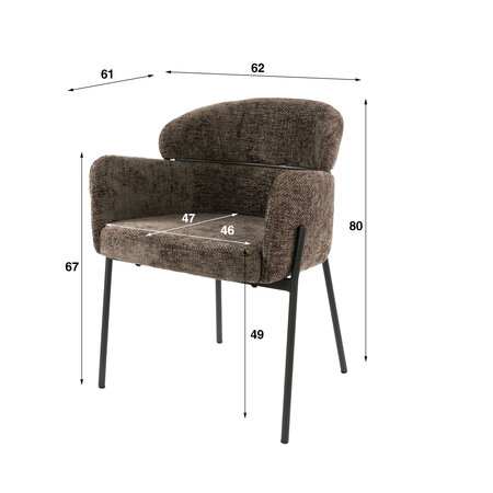 BelaLuz Modern industrieel eetkamerstoel Dandy Hoven taupe