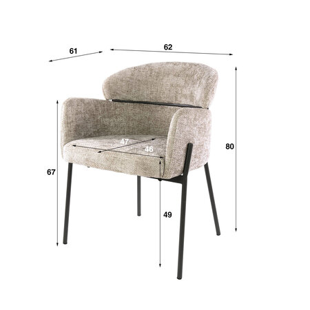 BelaLuz Modern Scandinavische eetkamerstoel Dandy hoven zand