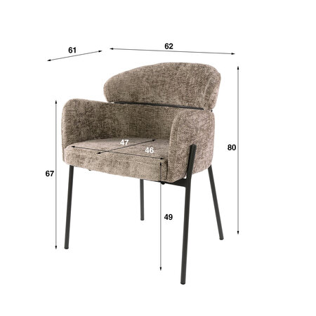 BelaLuz Modern chique eetkamerstoel Dandy Hoven champagne